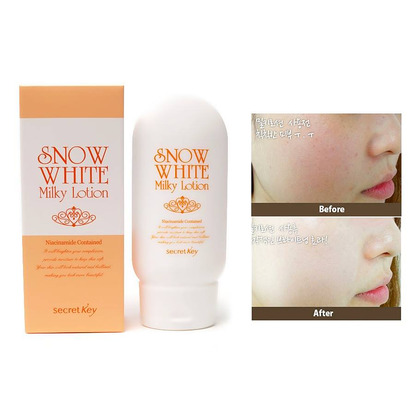 Snow White Milky Lotion (Secret Key) - 120 ml Loción aclarante para cuerpo y rostro pieles sensibles 1