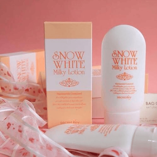 Snow White Milky Lotion (Secret Key) - 120 ml  Loción aclarante para cuerpo y rostro pieles sensibles