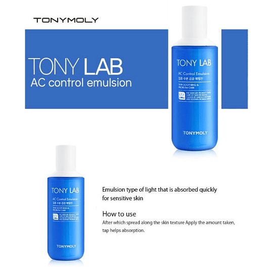 Tony Lab AC Control Emulsion (TonyMoly) 150ml Emulsión anti acné