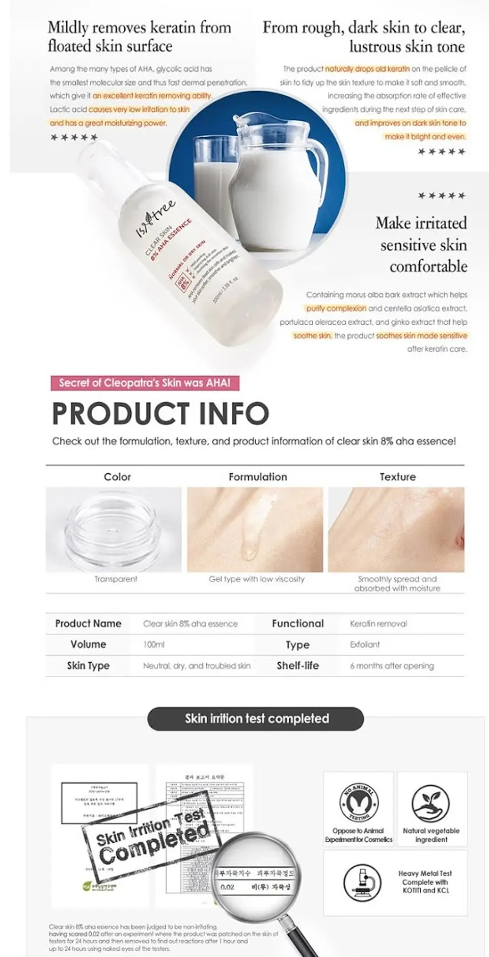 Chestnut AHA 8% Clear Essence (Isntree) - 100ml Esencia exfoliante 2
