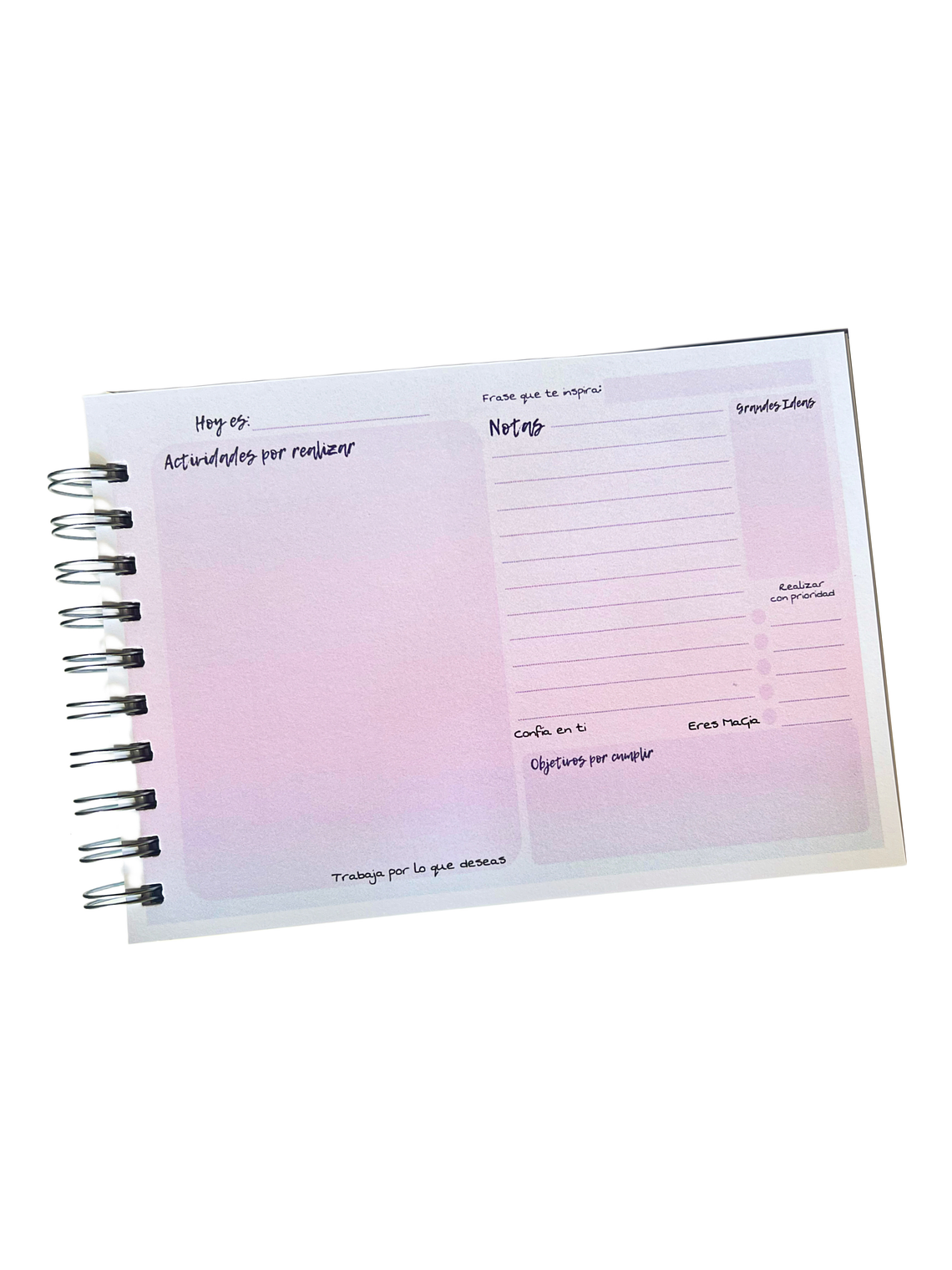 Agenda de actividades diarias horizontal 2