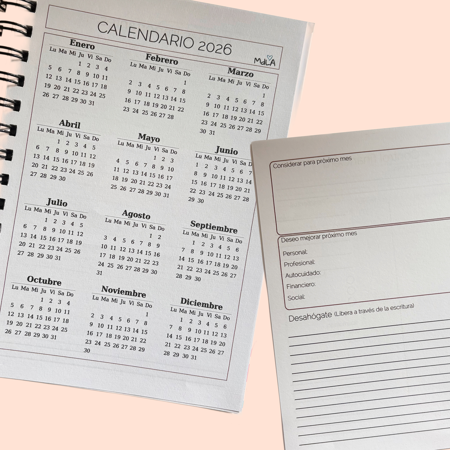 Agenda Planner Anual Sin Fecha Con Calendario 2026 3