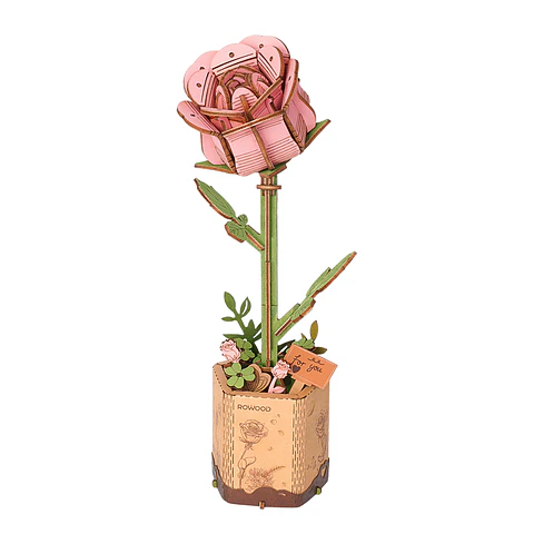 Flor Pink Rose de Madera Armable | Rowood
