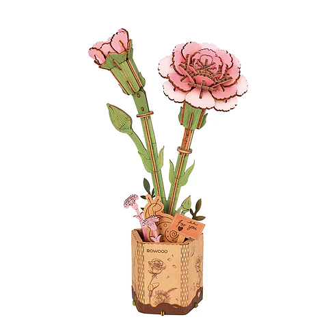 Flor Pink Carnation de Madera Armable | Rowood
