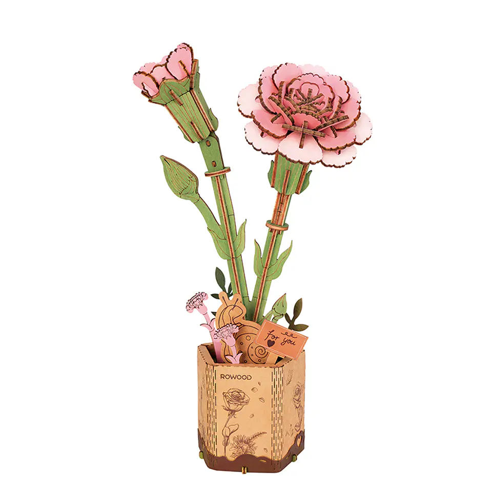 Flor Pink Carnation de Madera Armable | Rowood 1