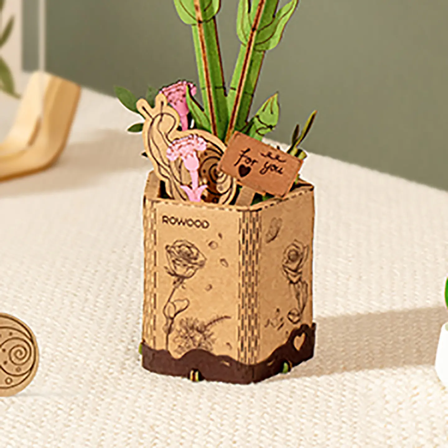 Flor Pink Carnation de Madera Armable | Rowood 3