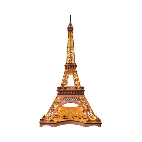 Torre Eiffel con Luz Puzzle 3D de Madera | Rolife