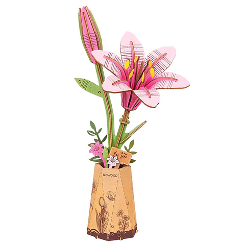 Flor Pink Lily de Madera Armable | Rowood