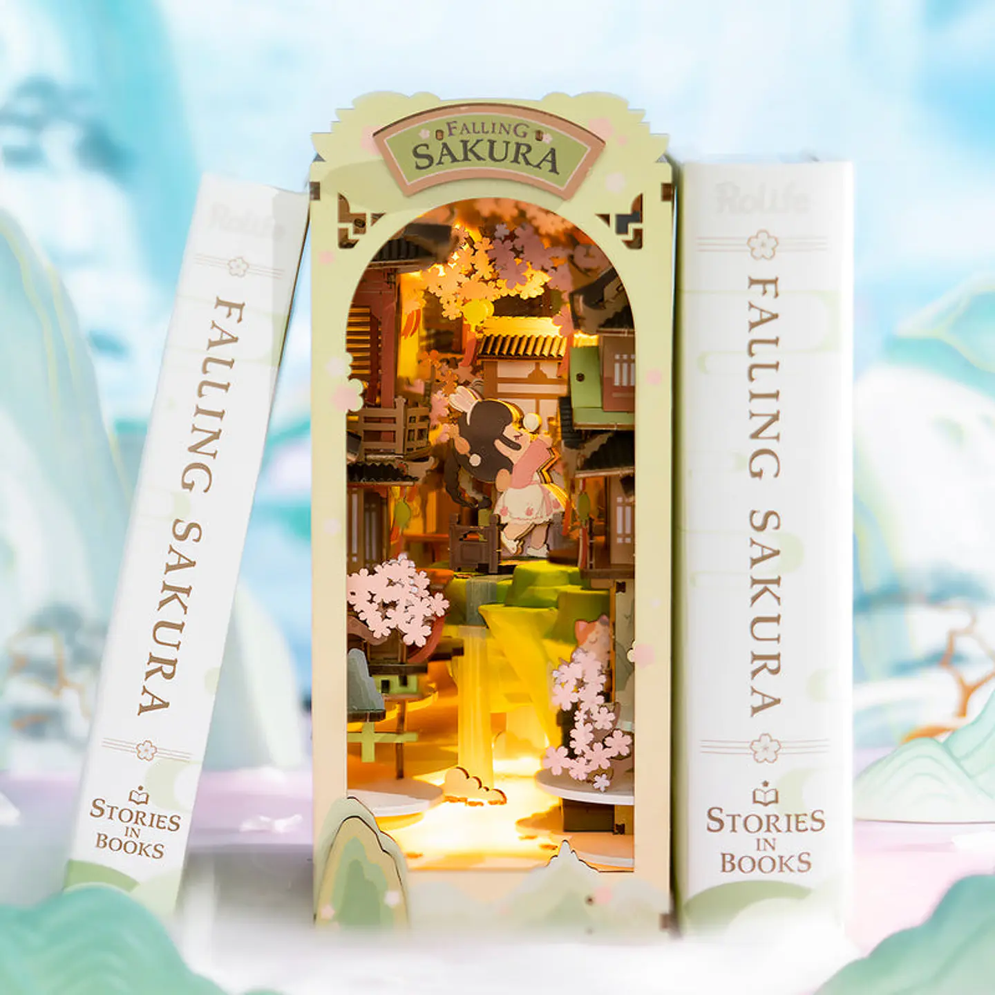 Separador de Libros Falling Sakura | Book Nook DIY con Luces LED 2