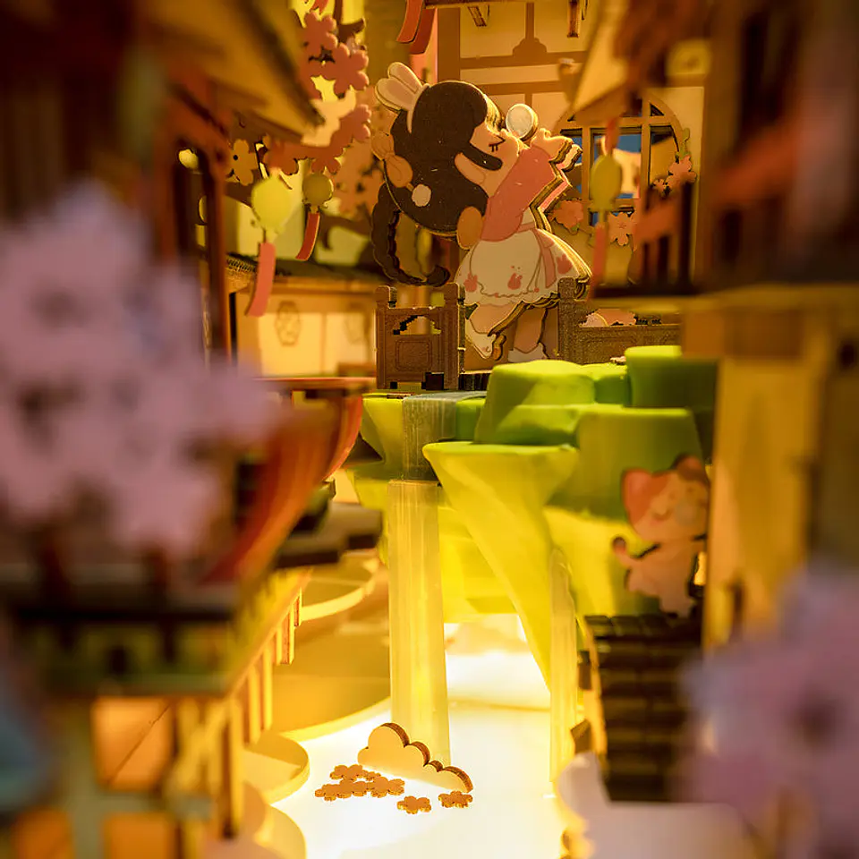 Separador de Libros Falling Sakura | Book Nook DIY con Luces LED 3