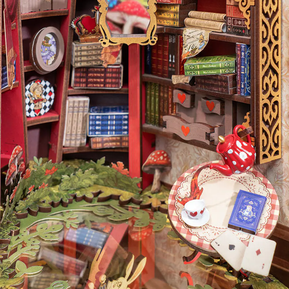 Separador de Libros Fall into wonder | Alicia en el País de las Maravillas | Book Nook DIY con Luces LED 2