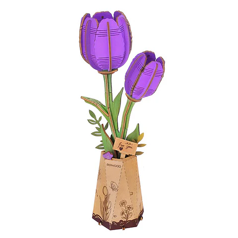 Flor Purple Tulip de Madera Armable | Rowood