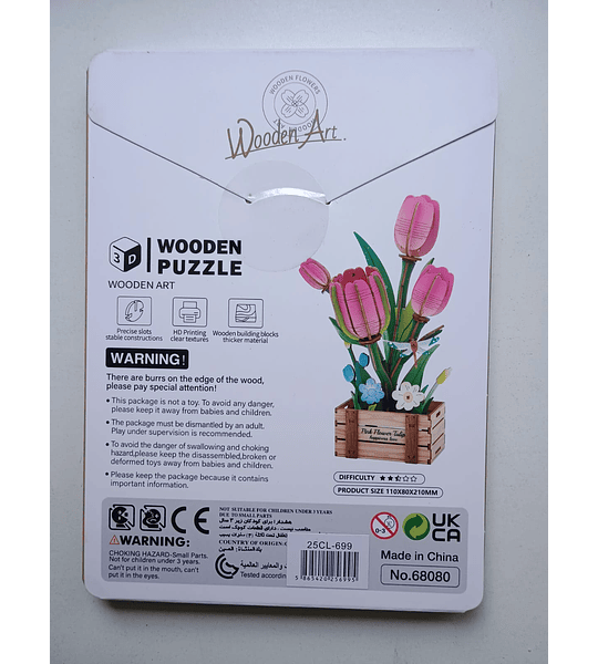 Flor de madera - Pink Tulip