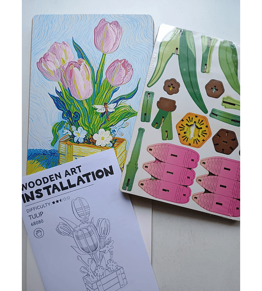 Flor de madera - Pink Tulip