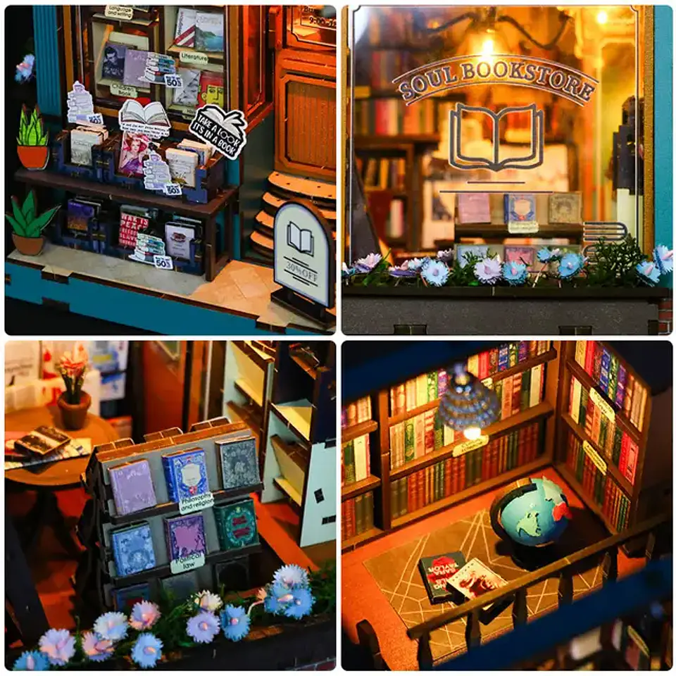 Separador de Libros Soul Bookstore | Book Nook DIY con Luces LED 4