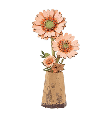 Flor Madera Light Orange Gerbera
