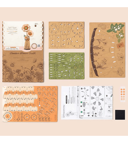 Flor Madera Light Orange Gerbera