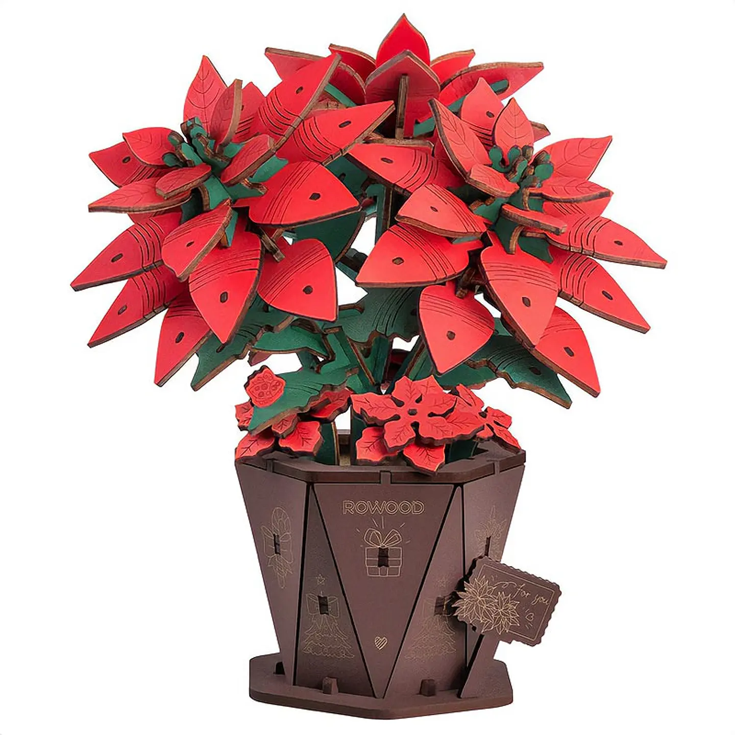 Flor de Pascua Poinsettia de Madera Armable | Rowood 1