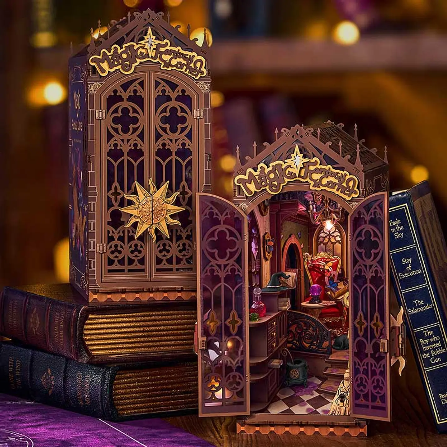 Separador de Libros Magic Fantasy Corner | Book Nook DIY con Luces LED 2