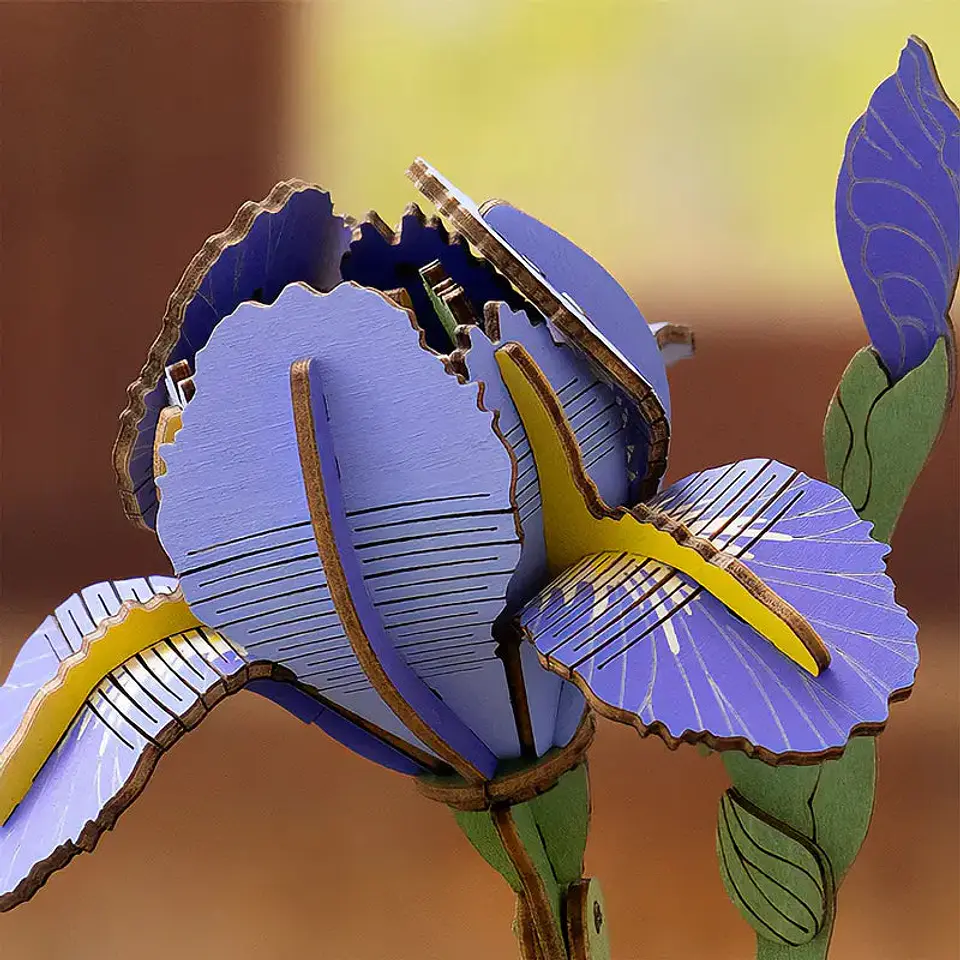 Flor Purple Iris de Madera Armable | Rowood 2