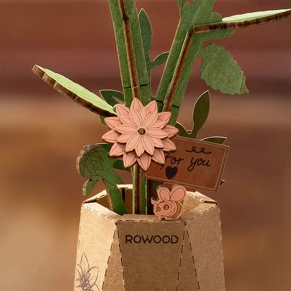 Flor Pink Dahlia de Madera Armable | Rowood 3