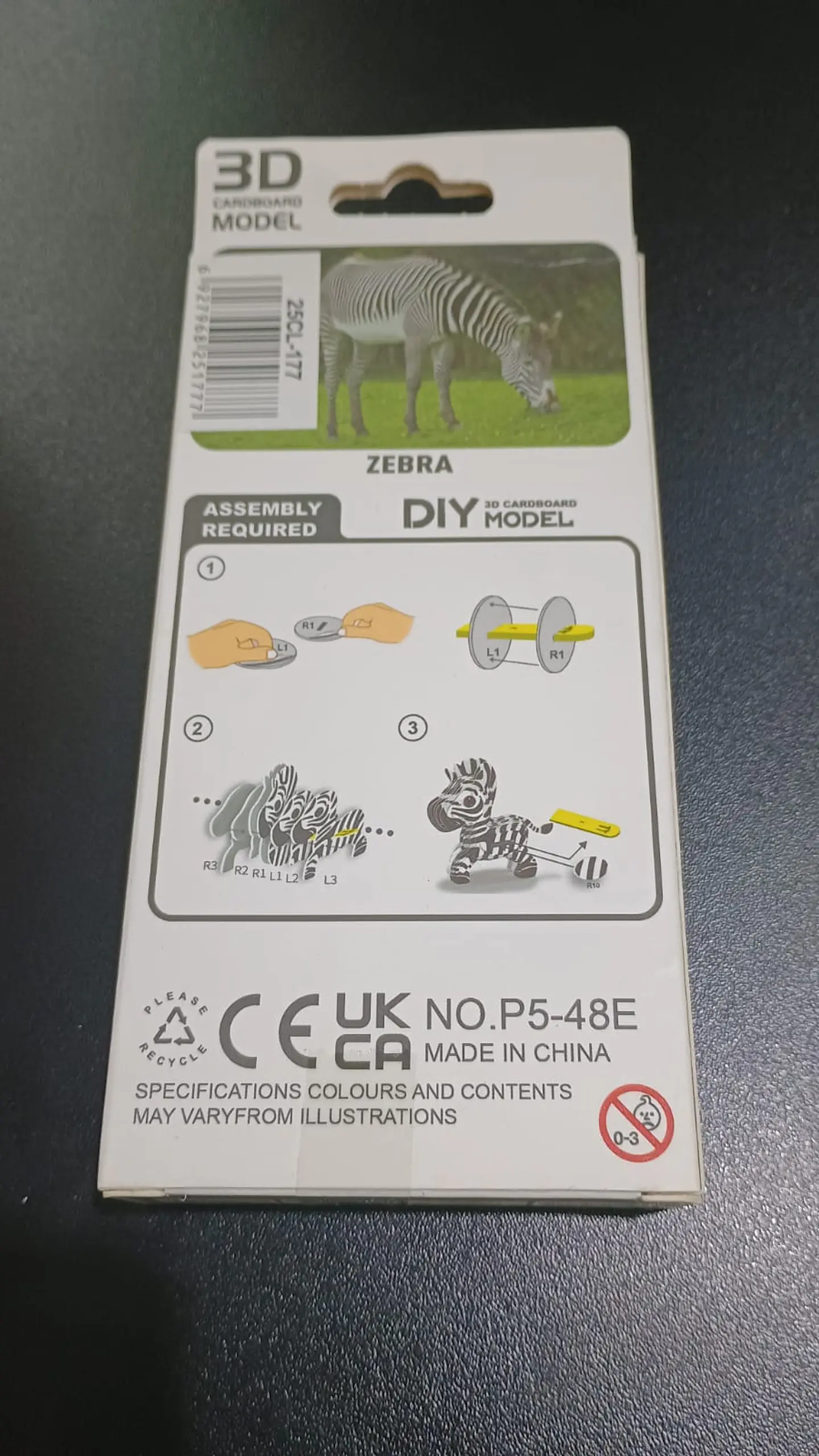 Modelo 3D de Cartón Cebra para Armar – Decoración DIY 3