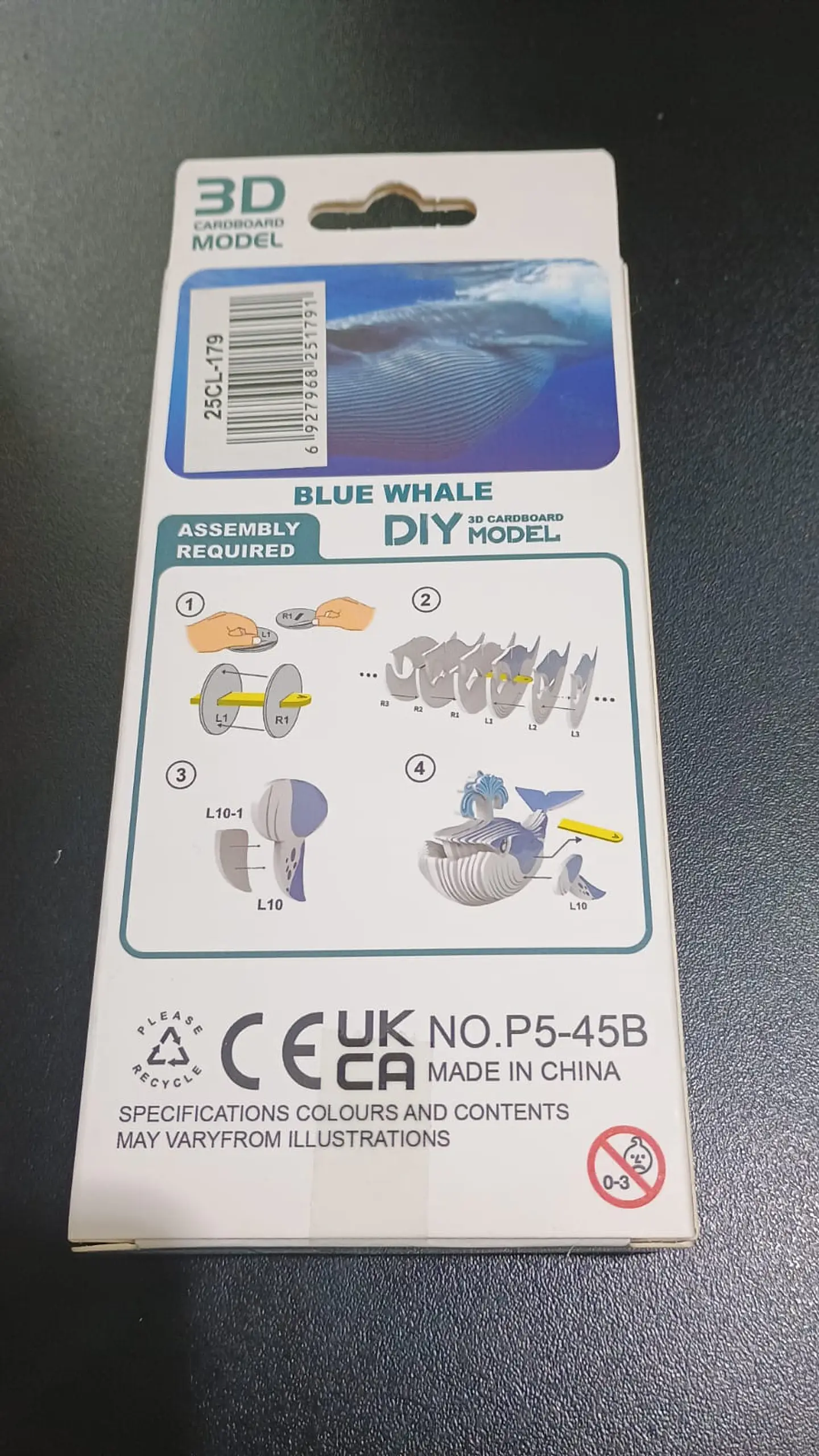 Modelo 3D de Cartón Ballena Azul para Armar – Decoración DIY 3