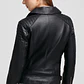 CASACA ESTILO BIKER EN CUERO COLOR ENTERO Style - Miniatura 3
