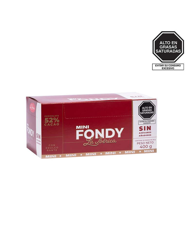 Barra mini fondy la ibérica x 20 g x 20 pzs Sin Azúcares Añadidos 1