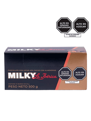Barra Milky con Almendra 50 g x 10 pzs