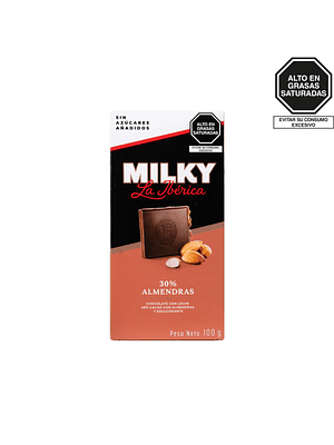 Tableta Milky 30% Almendras Sin Azúcares Añadidos