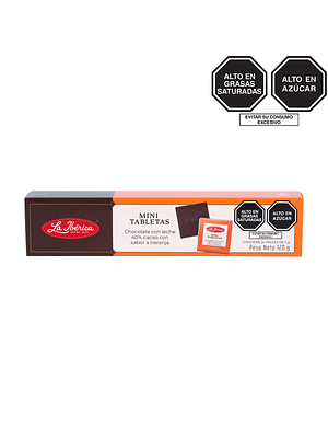Mini Tabletas de chocolate con leche 40% cacao sabor a naranja