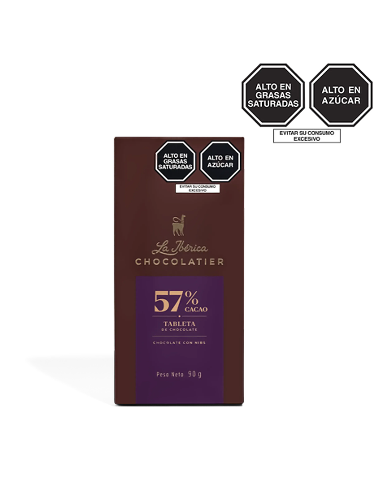 Tableta de chocolate 57% con NIBS 1