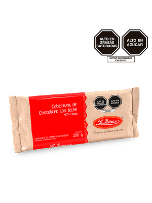 Chocolate con leche para cobertura 40% cacao x 200 g
