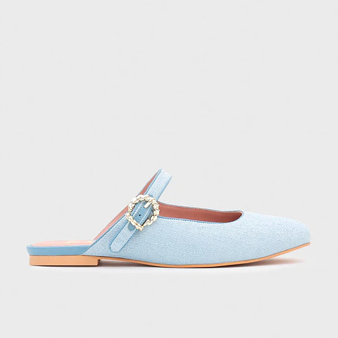 KENZA MULE FLAT CELESTE