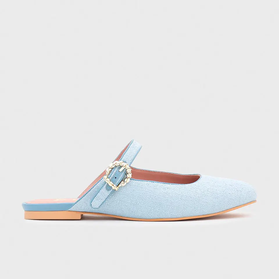 KENZA MULE FLAT CELESTE 1