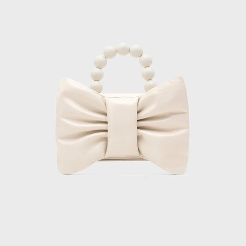 NAILA BEADED BOW BAG HUESO