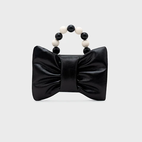 NAILA BEADED BOW BAG NEGRO