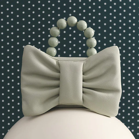 NAILA BEADED BOW BAG VERDE