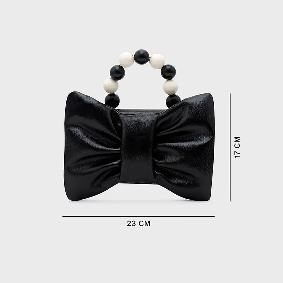 NAILA BEADED BOW BAG NEGRO 5