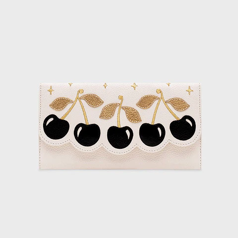 BILLETERA LARGA LUCKY CHERRIES HUESO
