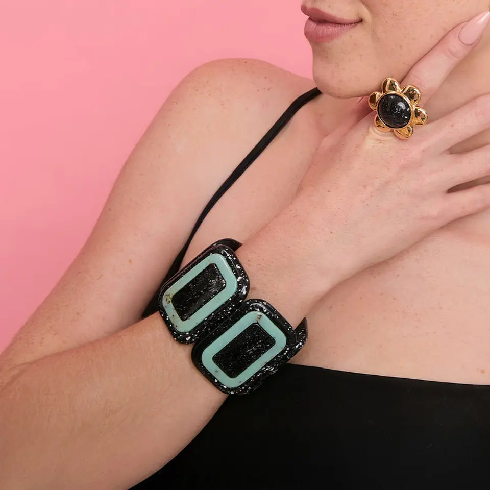 BRAZALETE CORDELIA NEGRO VERDE AGUA 2