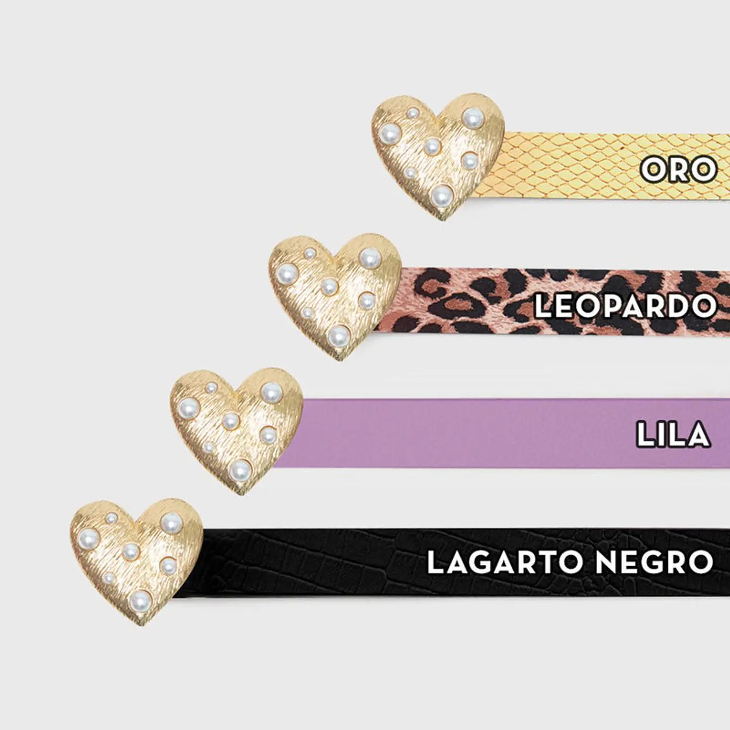 CORREA CORAZÓN PERLAS DORADO 5