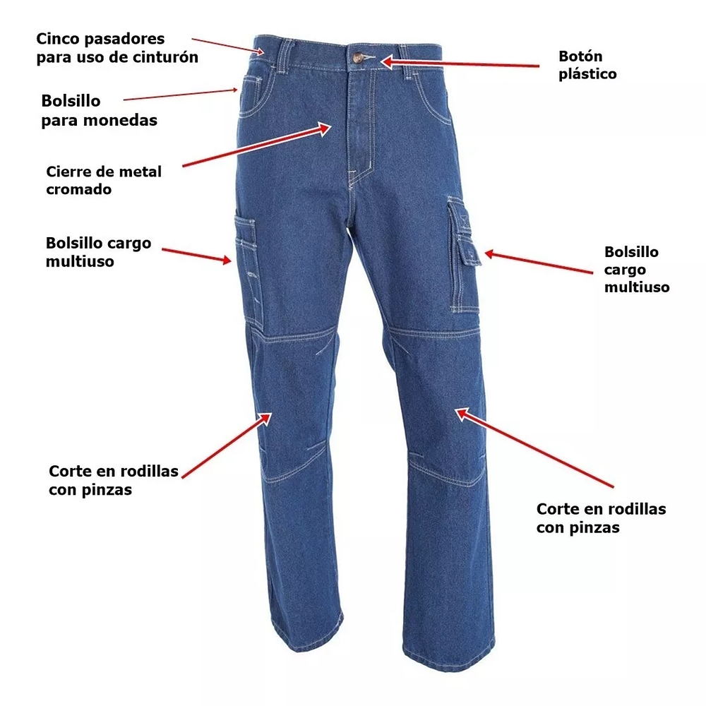 Jeans Cargo Multibolsillos Hombre - Ropa De Trabajo