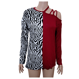 Polera Asimétrica Print Mujer