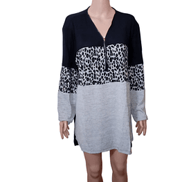 Polera Animal Print con Cierre