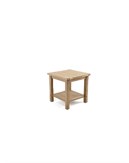 Mesa auxiliar de madera de teca – 2 niveles para patio, jardín, muebles al aire libre, porche, piscina, balcón, patio, 20 x 20 pulgadas (color madera)