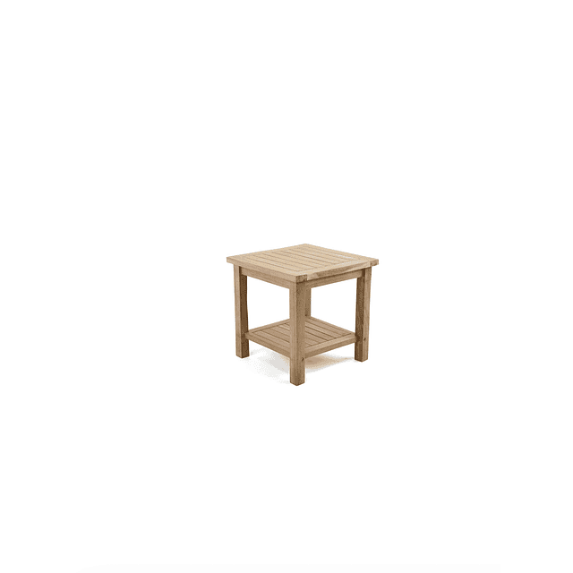 Mesa auxiliar de madera de teca – 2 niveles para patio, jardín, muebles al aire libre, porche, piscina, balcón, patio, 20 x 20 pulgadas (color madera)