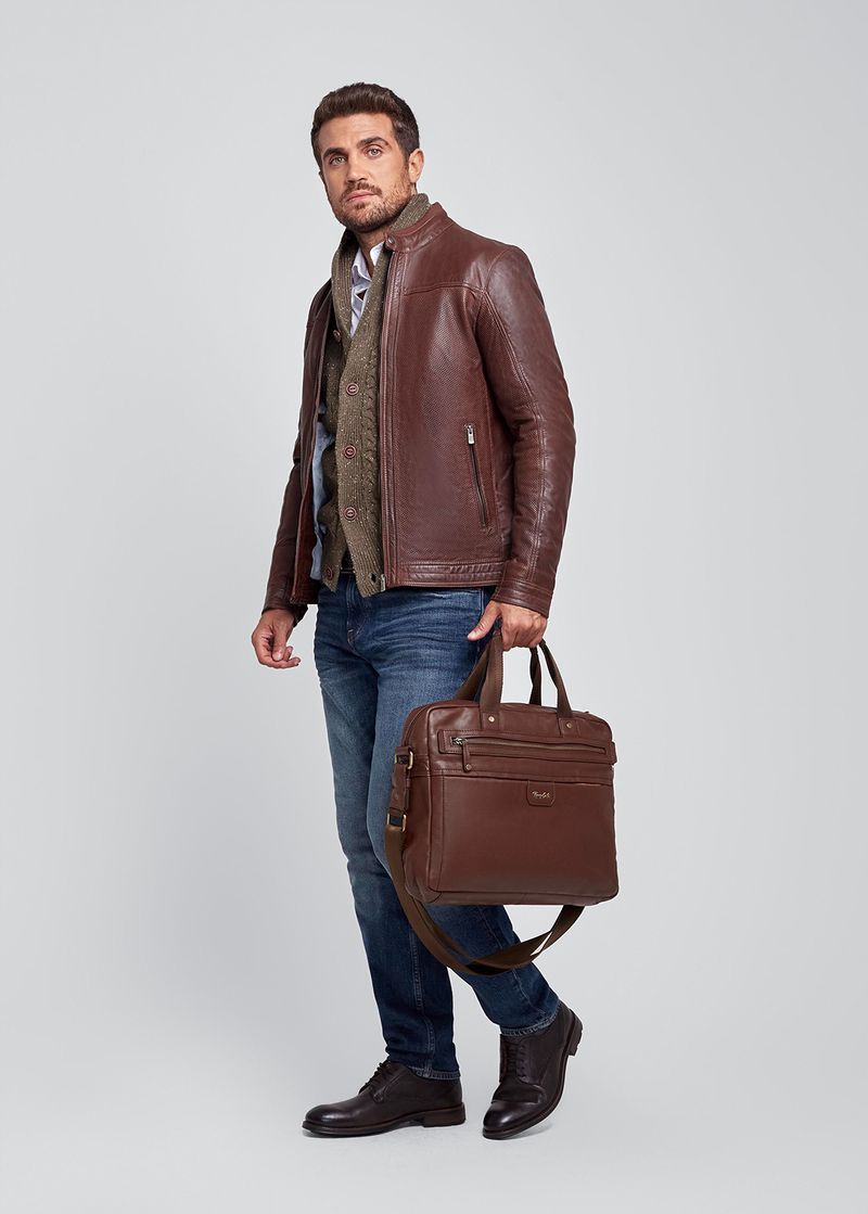 CASACA DE CUERO LISO Y PERFORADO 5