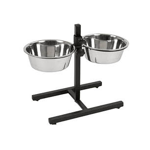 PLATO DOBLE PEDESTAL PERRO ACERO INOXIDABLE TAMAÑO S